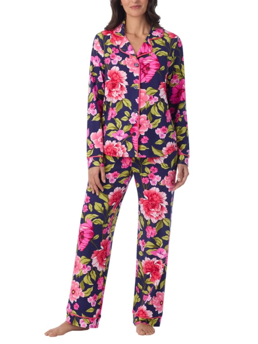 Room Service English Garden Notched Collar Stretchy Soft Pajamas PJ Set XS